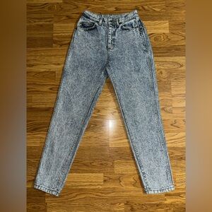 Vintage Lee Stone Wash High Waist Taper Leg Jeans Juniors Size 5 Petite Waist 25